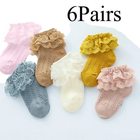 

6Pairs Lace Ruffle Baby Socks Newborn Cotton Stockings Cute Toddler Socks Princess Style Baby Accessories Wholesale