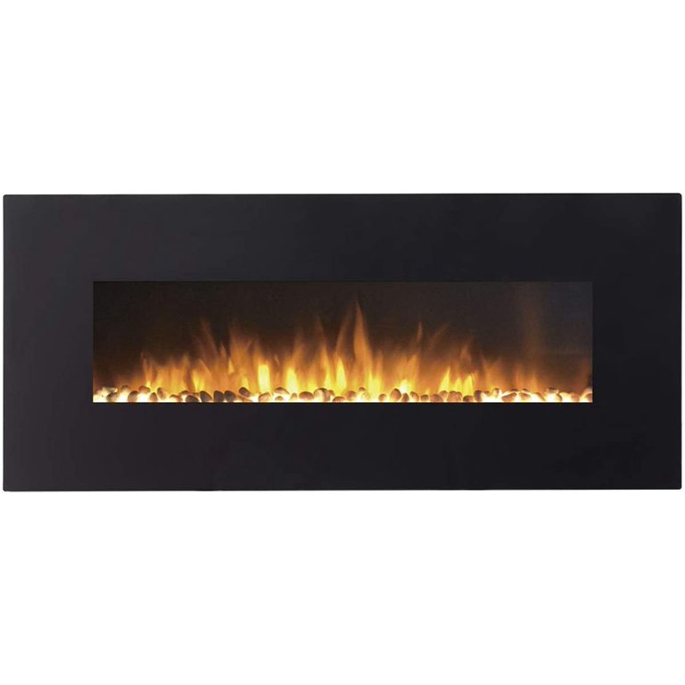 Gibson Living Milan 50 Inch Pebbles Electric Wall Mounted Fireplace and Set  of 24 Ceramic Pebbles for Fire Pit or Fireplace - Black - Walmart.com