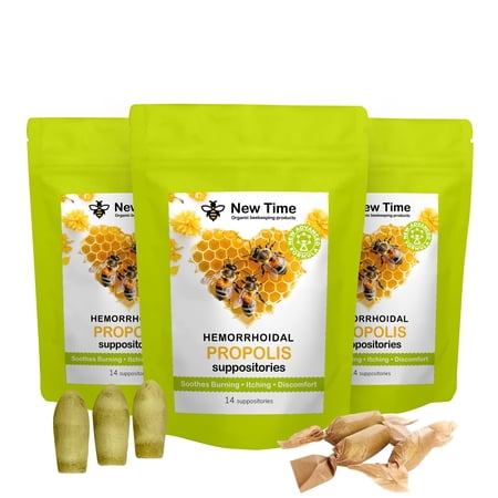 Organic Propolis Suppositories 3-Pack (42 Count) – Plant-Based Comfort for Men & Women