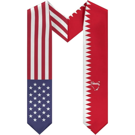 DABOYOZHZH Bahrain Mix United States Flag Graduation Stole Sash For Study Aboard International Students