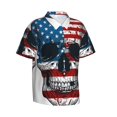 thumbnail image 2 of Daiia American Flag Skull Hawaiian Shirt for Men Gentle Cotton Regular Short Sleeve Casual-3X-Large, 2 of 9