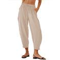 thumbnail image 3 of Women'S Summer High Waisted Baggy Pants Casual Ankle Length Trouser Slacks with Pockets XL, 3 of 6