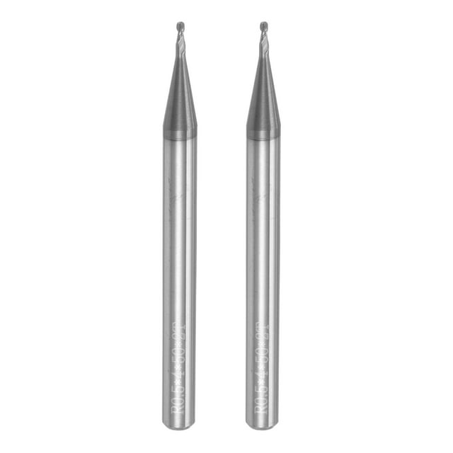Uxcell 2 Pcs Broyeurs à Nez Boule 0,5mm Rondes Revêtement AlTiN 2 Flûtes HRC45 CNC Bits de Routeur
