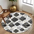 thumbnail image 2 of Round Rug 7Ft Washable Non-Slip, Black Geometric Moroccan Circle Area Rugs for Living Room Bedroom, Abstract Art Grey Ombre Modern Indoor Floor Mats Carpet Runner for Home Decor Aesthetic, 2 of 8