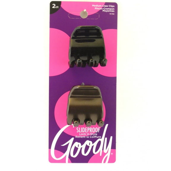 Goody Colour Collection Slideproof 1/4 Claw Hair Clips - Black - 2 Pcs.