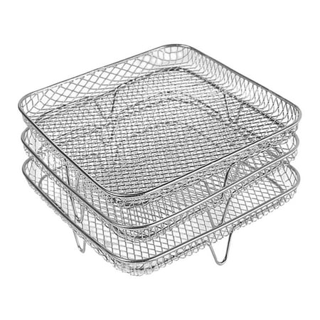 

flameer Stainless Steel 3 Tier Air Fryer Rack BBQ Rack for Roasting Household Baking