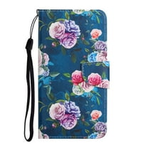 Case for Samsung Galaxy S22 5G, PU Leather Stand Wallet Case with Wrist Strap and Cards Slots Pocket Shockproof Protective Cover for Samsung Galaxy S22 5G 6.1 inch,Colorful Flowers
