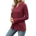thumbnail image 3 of Besolor Long Sleeve Shirts for Women V Neck Button Lightweight Sweaters Casual Tunic Tops Outfits Fall Clothes, 3 of 8