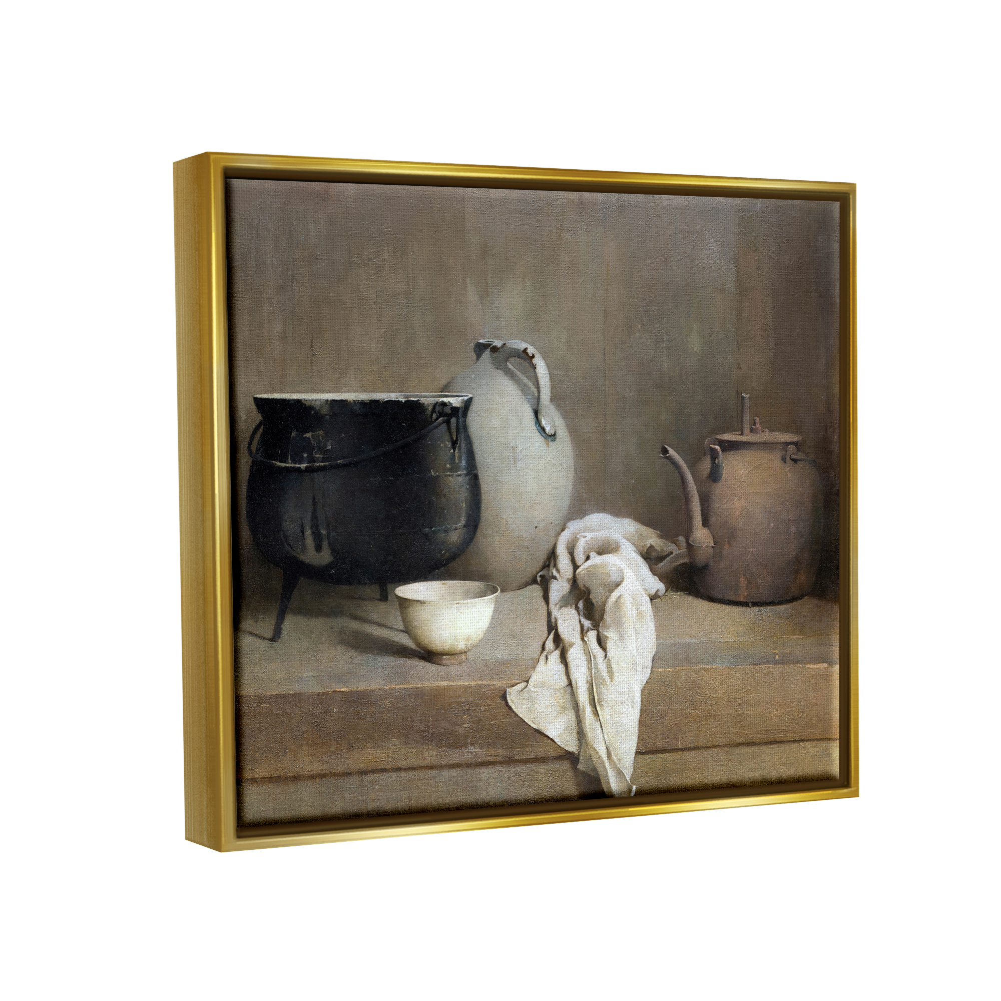 Stupell Industries Classic Still Life Painting Abstract Painting Gold Floater Framed Art Print Wall Art, 21 x 17