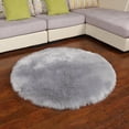 thumbnail image 5 of Soft Fur Area Rug Round Diameter 2.2ft Shaggy Rugs Gray Plush Circle Floor Mat for Bedroom Living Room Fluffy Mats Nursery, 5 of 8