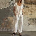 thumbnail image 2 of Bovxnpu Lounge Sets for Women Summer 2 Piece Outfits Set Crew Neck Short Sleeve With Cargo Pants For Spring Summer Set, 2 of 6
