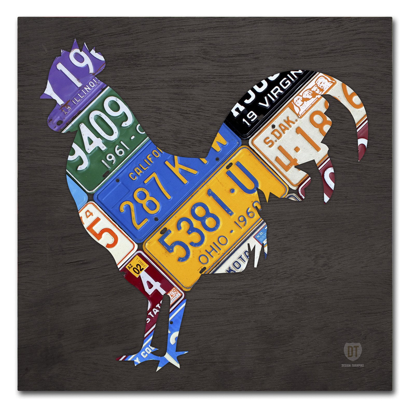 Trademark Fine Art 'Rooster' Canvas Art by Design Turnpike, White Matte, Black Frame