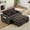 Brown + Foam + 2 Sea, variant on Foldable Double Seat Recliner Sofa Bed, 3-in-1 Convertible Loveseat with Adjustable Backrest, Pull-Out Sleeper with USB & Type-C Ports, Cup Holders, Side Pockets, Blue Velvet for Small Spaces