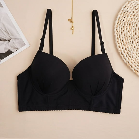Aayomet Push Up Bras for Women Women's Lace Push Up Plus Size Bra Sheer Balconette Underwire Unlined,Black M