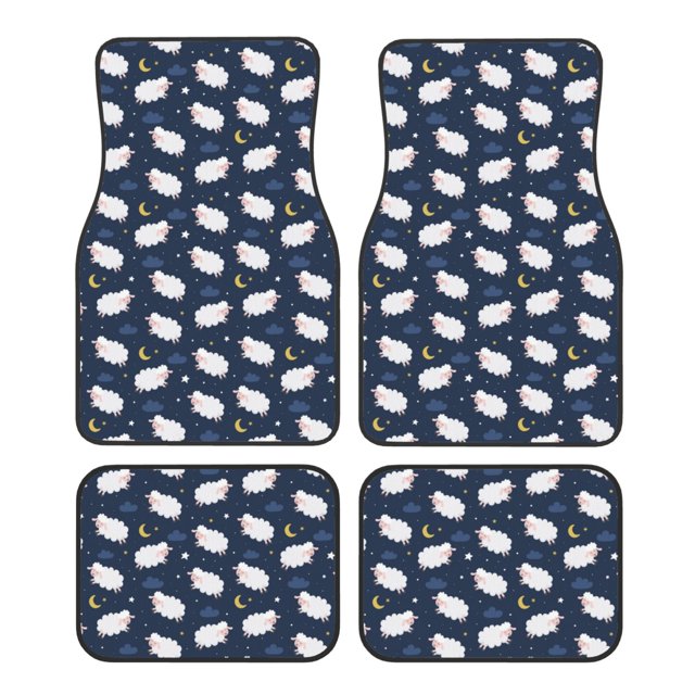 Fotbe Cute Sheep 1 Juego de 4 Tapetes para Auto con Estampado – Alfombrillas de Goma Reforzada, Diseño Antideslizante, Protección para Todo el Año – Vehículos, Autos, Camionetas y SUVs