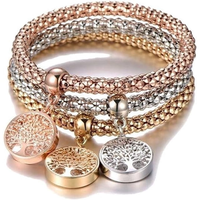 Juego de pulseras para mujer, pulsera ajustable perfecta para mujer, pulsera multicapa, regalos de joyería para mujer, pulsera con dijes del árbol de la vida