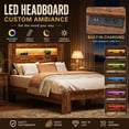 thumbnail image 4 of SESSLIFE Twin Bed Frame with LED Headboard, Modern Wood Bed Frame with Charging Station, Platform Bed with Under Bed Storage for Bedroom, Easy Assembly,Brown, 4 of 8