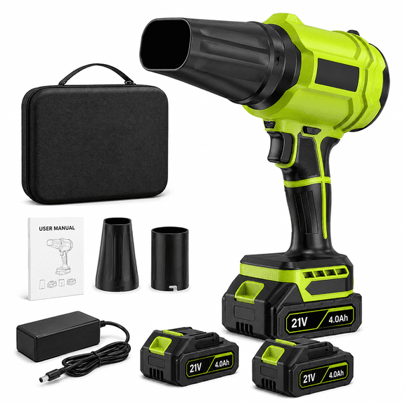 Cordless Leaf Blower with 2x 4.0Ah Batteries, 980,000 RPM Handheld Electric Leaf Sweeper, Lightweight Blower for Patio Cleaning, Lawn Care, Dust and Snow Removal