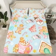thumbnail image 2 of Feelyou Merry Christmas Child Queen Sheet Sets, Winter Coffee Cake Flat Sheet, Cartoon Xmas Tree Cabin Queen Fitted Sheet, Luxury Bedroom Decor, 4 Pieces, 2 of 7