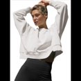 thumbnail image 3 of Sudadera Corta para Mujer, Cuello Redondo, Larga, Talla Grande, Otoño-Invierno 2025, Estilo Jersey Holgado. Crema L, 3 of 9