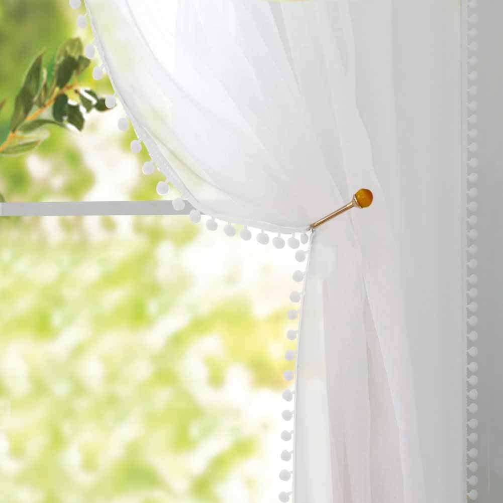 Solid White Tulle Sheer Window Thicken Linen Voile Curtain Home Decor 1 Panel 