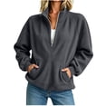 thumbnail image 2 of MLCDZ Women Corduroy Sweatshirt Casual Long Sleeve Collared Half Zip Pullover Lightweight Casual Loose Fit Comfortable Outdoor Sports Gym Tops, 2 of 6