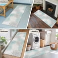 thumbnail image 6 of Floral Pattern Washable Runner Rugs 2'x6', Outline White Indigo Chrysanthemum Graphic Low Pile Throw Entryway Rug Non-Slip Sturdy Edge Binding Carpet for Indoor Bedside Entrance Bedside, 6 of 9