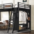 thumbnail image 6 of L-Shaped Triple Bunk Bed with Desk & Wardrobe, Twin XL/Twin XL with Attached Full Loft Bed, Heavy Duty Metal Frame for All Ages, Multi-Functional, Black, 6 of 12
