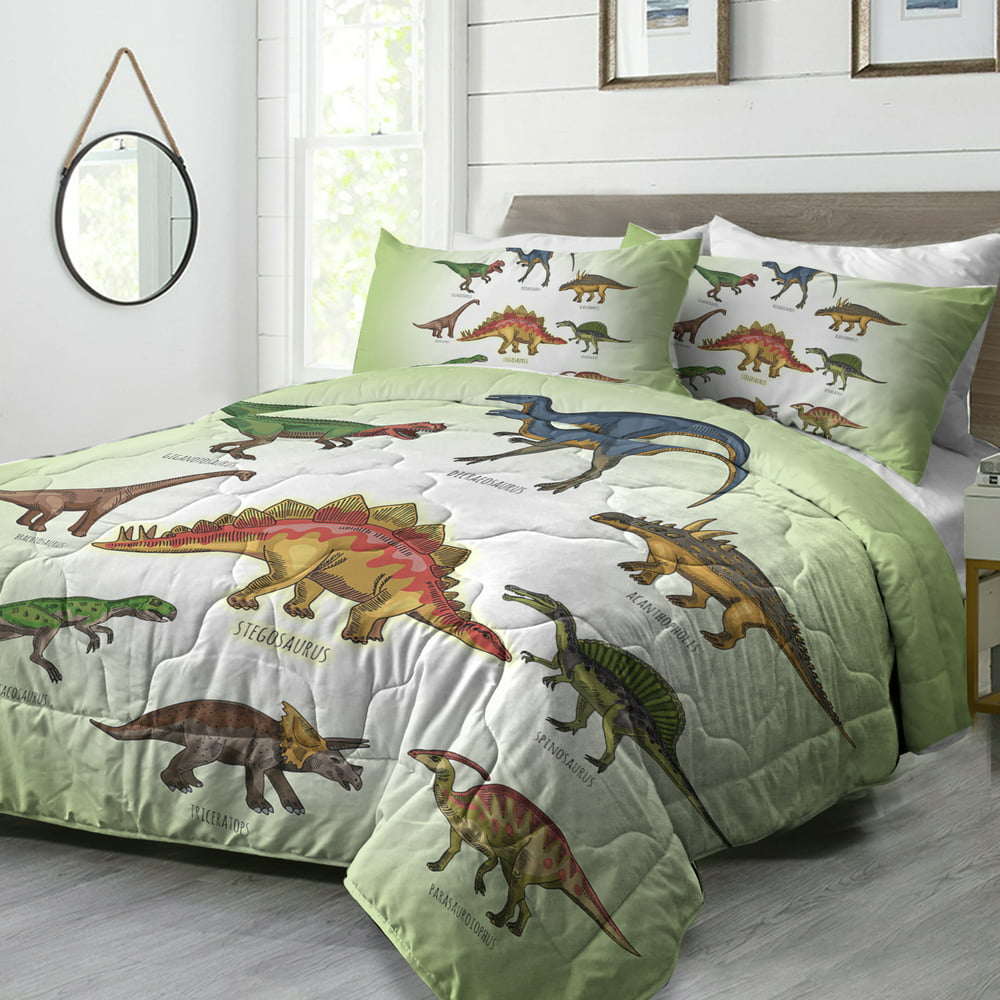 Arightex 3 Piece Kids Bedding Comforter Set, Jurassic World Dinosaurs Pattern Printed, Twin Size ...