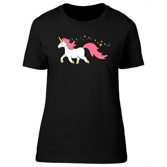 Pink Unicorn Flying In Nightsky Tee Women's -Image by Shutterstock