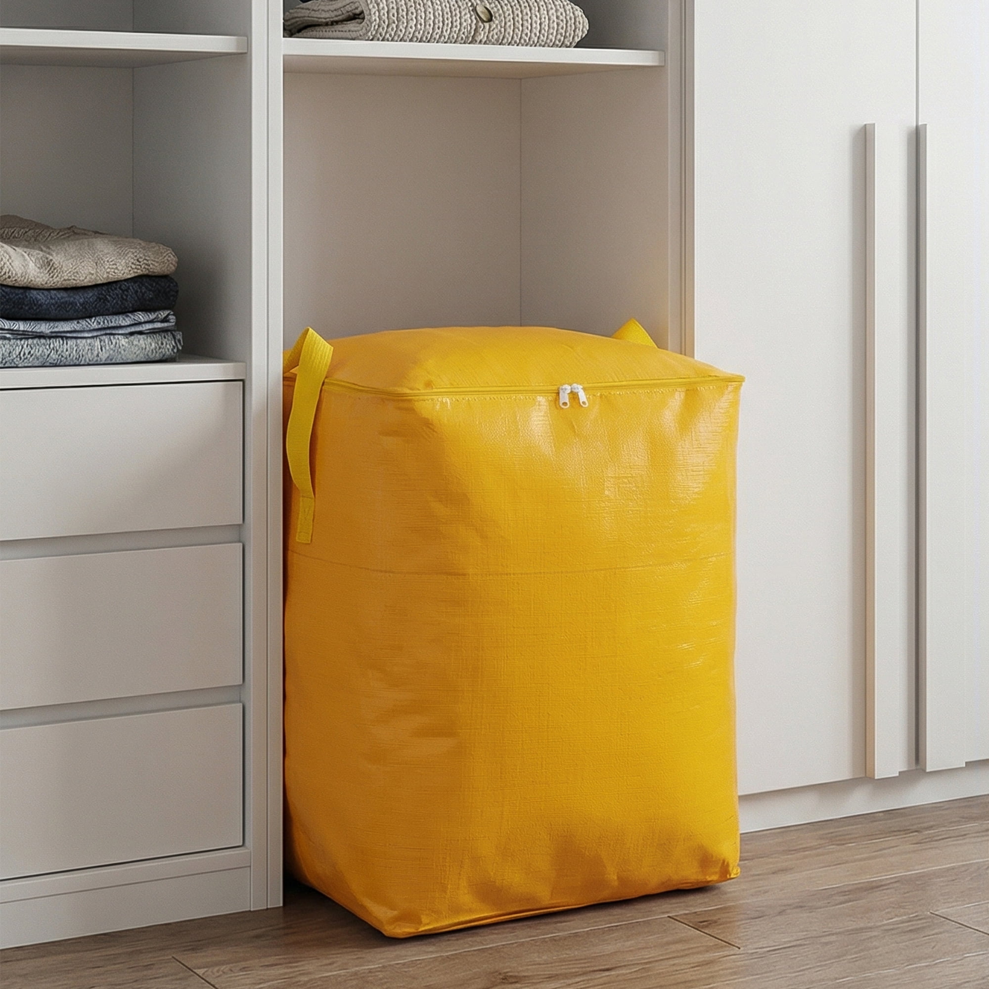 Unique Bargains Clothes Storage Bag with Handles Yellow 23.6"x19.7"x31.5"