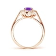 thumbnail image 2 of ANGARA Natural 0.7 Ct. Amethyst with Diamond Halo Ring in 14K Rose Gold for Women (Ring Size: 9.5), 2 of 9