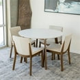 thumbnail image 2 of Clark 5-Piece Mid-Century Modern Dining Set with 4 Fabric Dining Chairs in Beige, 2 of 5