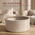 thumbnail image 4 of Nordic Hygge 17.7 in. Round Side Table with Fabric Storage Basket, Matte White/Camel Brown, 4 of 8