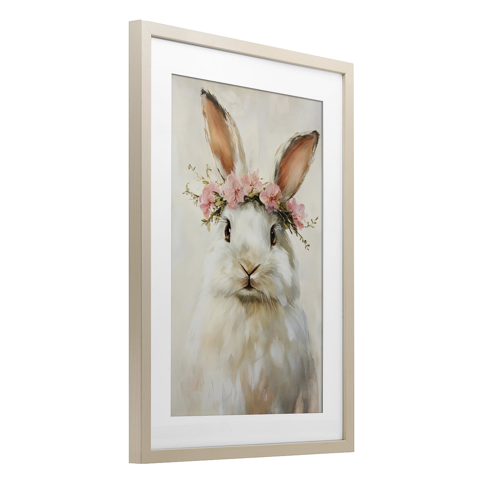 Stupell Industries Bunnykins with Pink Crown Birch Framed Print Under Glass, design by Tina LeCour