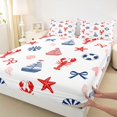 thumbnail image 4 of spefrowx Nautical Lobster Starfish Bed Sheets for Kids, Striped Sailboat Bow Full Size Sheets, 4pcs, 1 Flat Sheet, 1 Fitted Sheet and 2 Pillowcases, 4 of 5