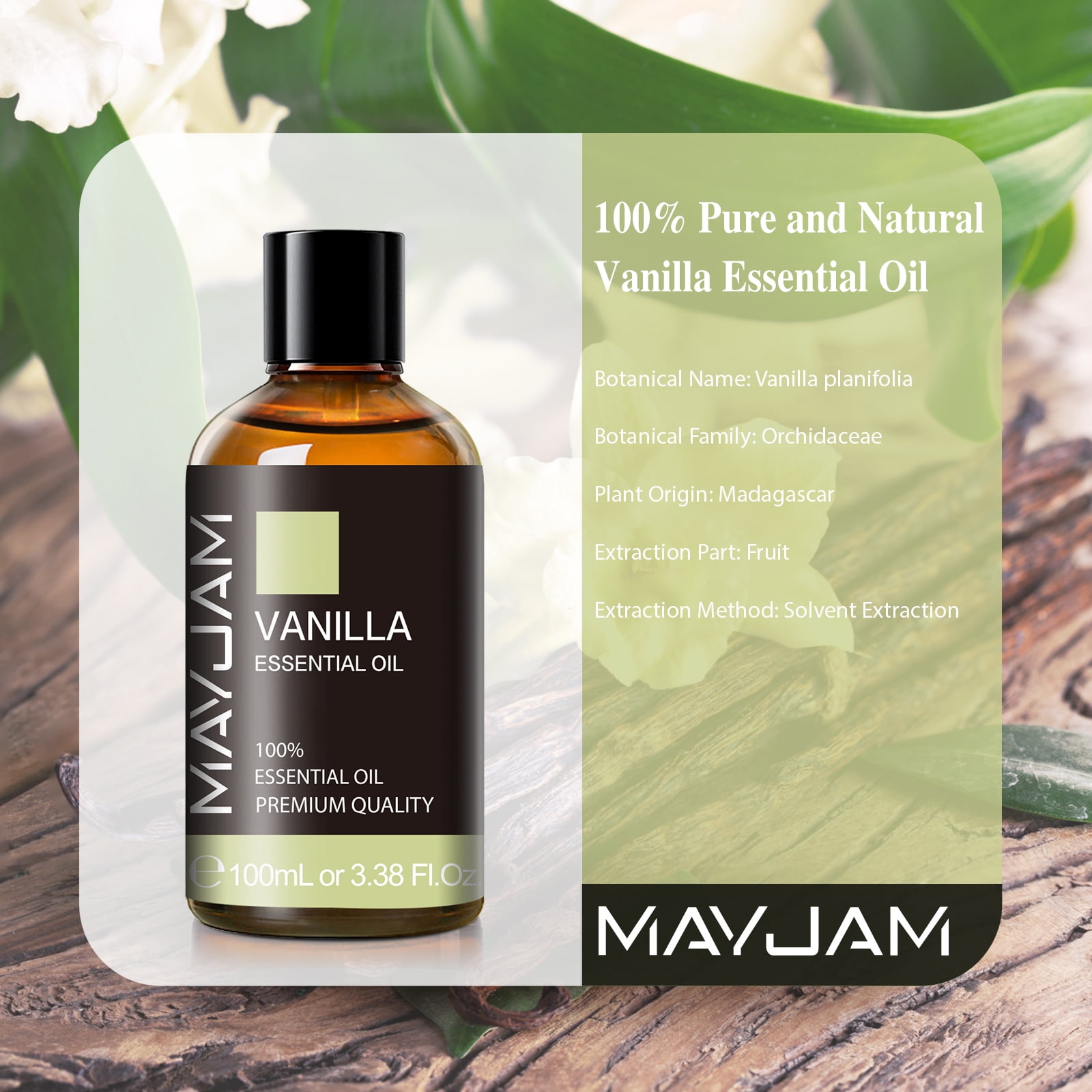2-Pack Vanilla Essential Oil - 100% Pure Organic Natural Plant (Vanilla  planifolia) Vanilla Oil for Diffuser, Aroma, Spa, Massage, Yoga, Perfume,  Body