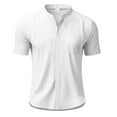 thumbnail image 5 of MIXUE Mens Casual Button Down Shirts Linen Solid Color Stank Short Sleeve Casual Beach Shirt Tops Daily-Wear,White,XXXL, 5 of 8