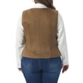 thumbnail image 4 of DARING DIVA Women's Plus Fully Lined 4 Button V-Neck Dressy Suit Vest 1X Coffee Brown, 4 of 6