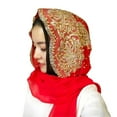 thumbnail image 2 of AKEGAMN Women's Muslim Chiffon Hijab Scarf with Gold Beading, Red One Size, 2 of 7