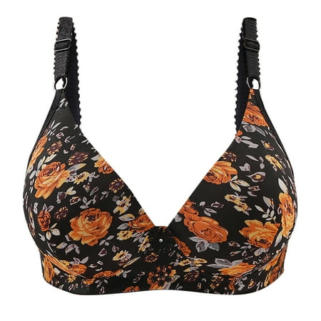 

Ruhiku GW Women s Bra Fashion Bowknot Printing Comfortable Hollow Out No Rims Support Bra Everyday Underwear