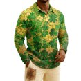 thumbnail image 2 of Men's St. Patrick's Day Shamrock Henley Long Sleeve Pullover Casual Top Shirt, 2 of 6