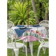 thumbnail image 3 of Outdoor Tablecloth with Umbrella Hole for Patio/Picnic/Party/Camping, Spring Tulip Waterproof Table Cloth Round Cover Washable, Watercolor Flowers Wooden Grain Pink Plaid (Dia 60"), 3 of 8