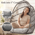 thumbnail image 5 of RADIATA Hanging Egg Chair Without Stand, Gray Wicker Swing Egg Chair with Cushion, 350 lbs Capacity, Indoor Outdoor Ceiling or Tree Hanging Chair for Patio, Bedroom, Porch, 5 of 10