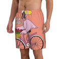thumbnail image 2 of Logiee Flamingo Riding a Bicycle Print Mens Swim Trunks Quick Dry Board Shorts,Breathable Hawaii Beach Shorts Swimwear Bathing Suits-3X-Large, 2 of 6