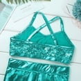 thumbnail image 5 of Yruioon Kids Girls 2 Piece Tankini Swimwear Crop Tops with Shorts Set for Dancing Gymnastic Workout Lake_Blue 7-8, 5 of 7