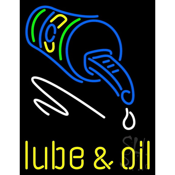 Lube and Oil LED Neon Sign 24 x 31 - inches, Clear Edge Cut Acrylic Backing, with Dimmer - Bright and Premium built indoor LED Neon Sign for automotive store, and mall.