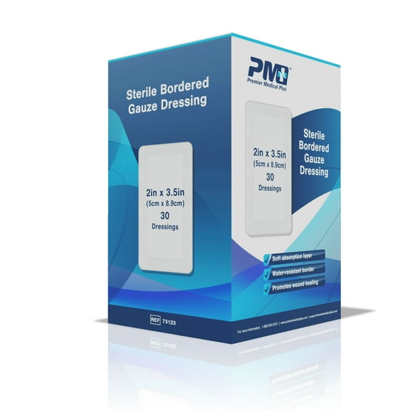 Premier Medical Sterile Bordered Gauze Wound Dressing 2 x 3.5 (30 Dressings)