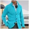 thumbnail image 2 of DHFJKG Men's Casual Knit Sweater Jackets Long Sleeve Stand Collar Three Button-Up Knitwear Coat With Pockets Solid Color Leisure Outerwear, 2 of 4