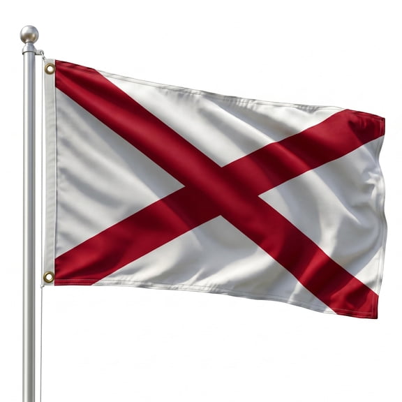 DMSE Alabama State Flag, 2ft x 3ft, 100% Polyester 100D Flag UV Resistant